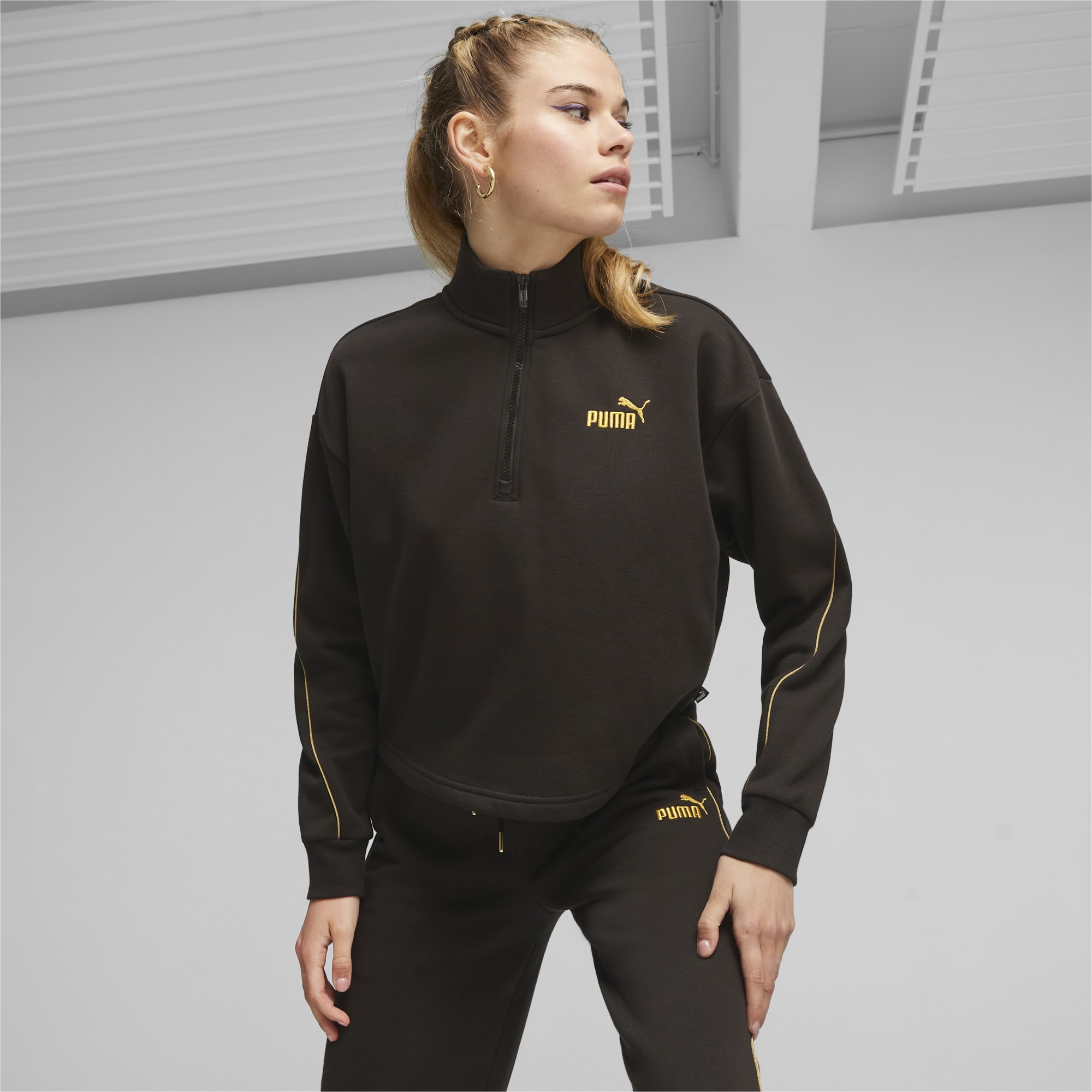 Puma black and best sale gold tracksuit